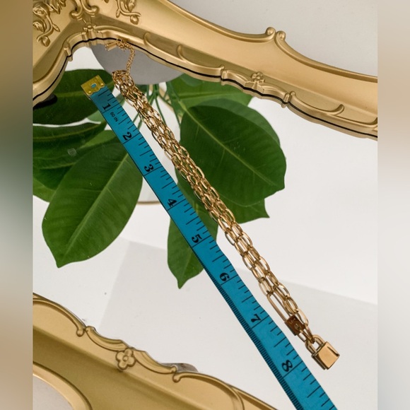 Gold plated stainless lock and paperclip necklace - Picture 5 of 6